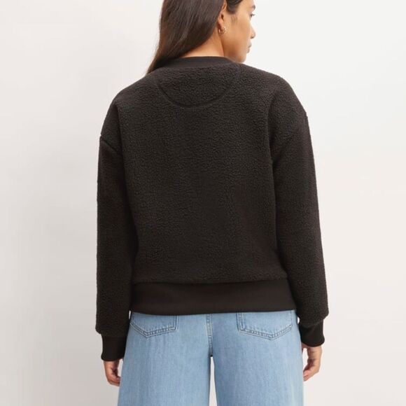 Everlane The ReNew Fleece Oversized Crew Black Size Small NWT - Picture 4 of 8